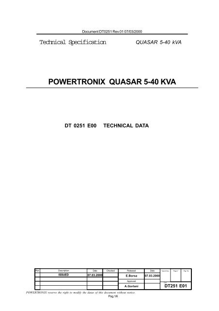 POWERTRONIX QUASAR 5-40 KVA