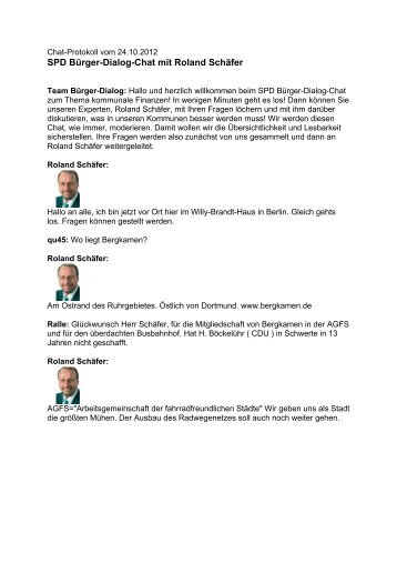SPD Bürger-Dialog-Chat mit Roland Schäfer