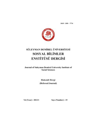 Sosyal Bilimler Enstitüsü - Süleyman Demirel Üniversitesi