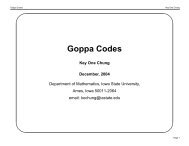 Goppa Codes - Department of Mathematics