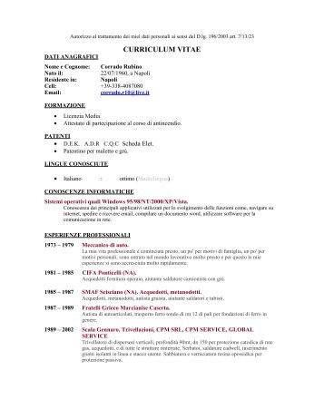 Curriculum PDF - dati anagrafici
