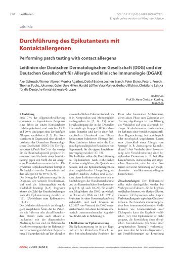 Durchführung des Epikutantests mit Kontaktallergenen - Deutsche ...