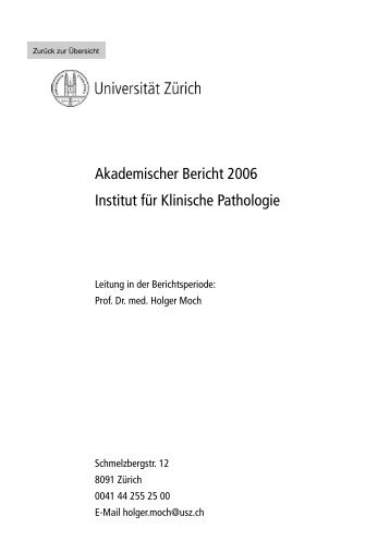 Akademischer Bericht 2006 Institut für Klinische Pathologie