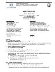 State Board of Optometry - Meeting Minutes