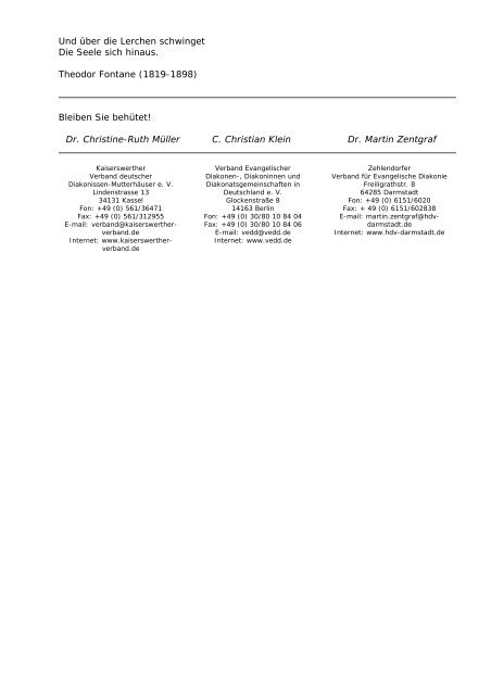 Ihre KR Dr. Christine-Ruth Müller Diakon C. Christian Klein ... - VEDD