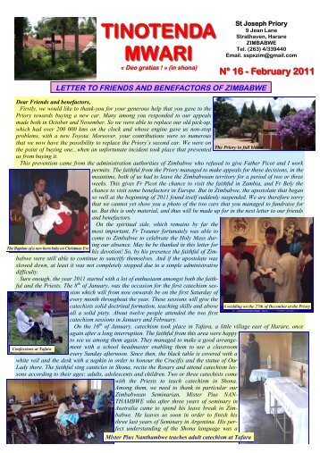 February 2011, n. 16 - Society of St. Pius X