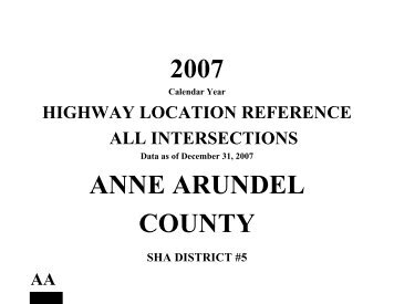 genintroallintersections 2007 - Maryland State Highway Administration