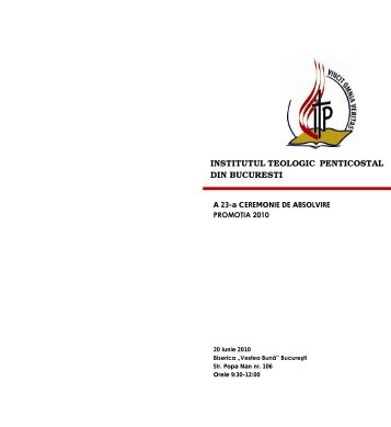 Broşura absolvire 2004A4 - Institutul Teologic Penticostal Bucuresti