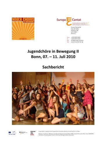 Jugendchöre in Bewegung II Bonn, 07. – 11. Juli ... - Europa Cantat