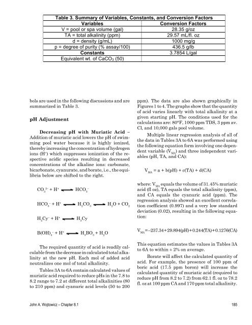 Swimming Pool and Spa Water Chemical Adjustments - jspsi