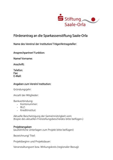 An die Sparkassenstiftung Jena-Saale-Holzland - Kreissparkasse ...