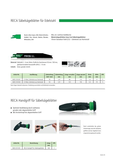 RECA Stich- und Säbelsägeblätter