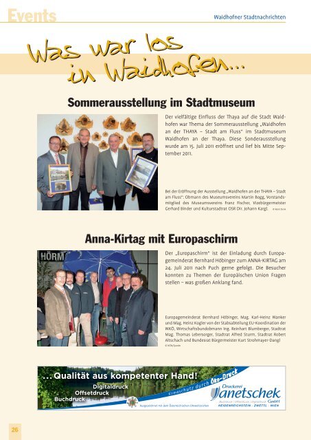 Waidhofner Stadtnachrichten September 2011 - Waidhofen an der ...