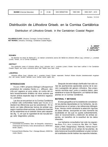 Distribución de Lithodora Griseb. en la Cornisa Cantábrica - Aranzadi