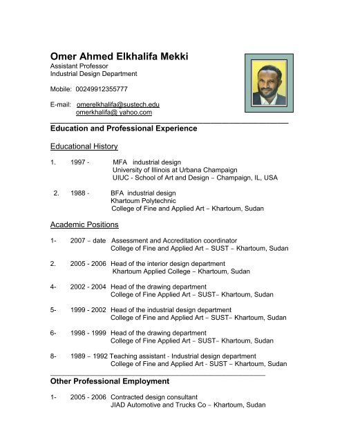 Omer Ahmed Elkhalifa Mekki - Sudan University of Science and ...