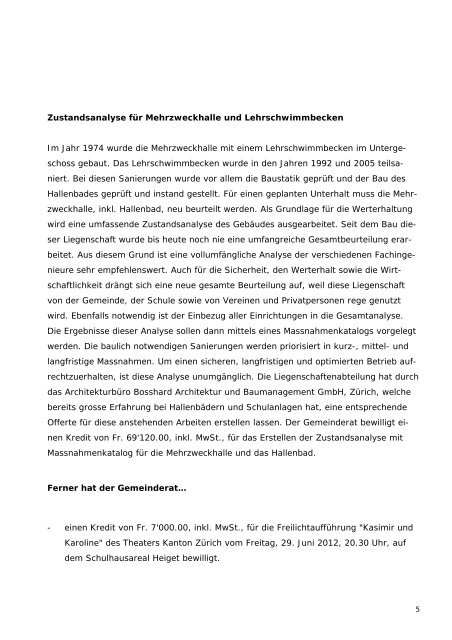 Medienmitteilung vom 8. August 2011 - Gemeinde Fehraltorf