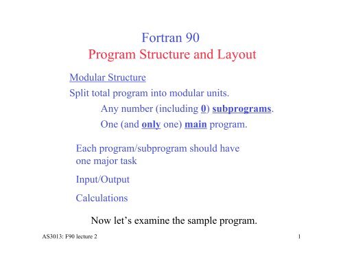 Fortran 90 Program Structure and Layout