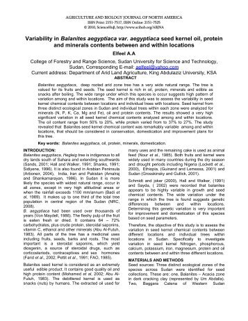 Variability in Balanites aegyptiaca var. aegyptiaca seed kernel oil ...