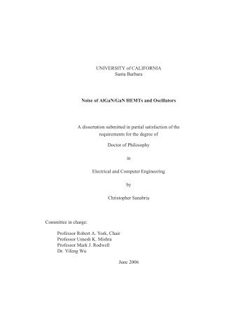 Noise in AlGaN/GaN HEMTs and Oscillators - Microwave Electronics ...