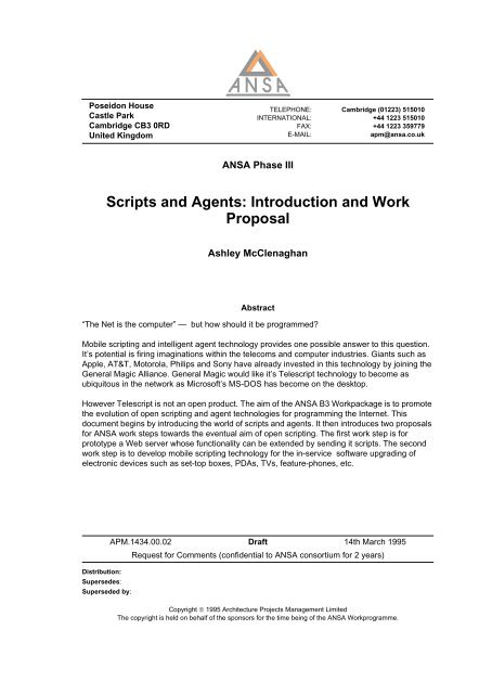 Scripts and Agents: Introduction and Work Proposal - Ansa