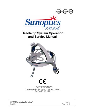Headlamp System Operation and Service Manual - Sunoptic ...