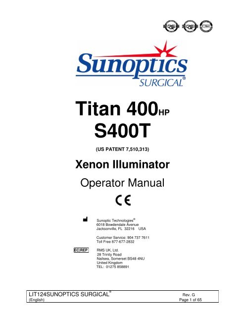 Titan 400HP S400T - Sunoptic Technologies