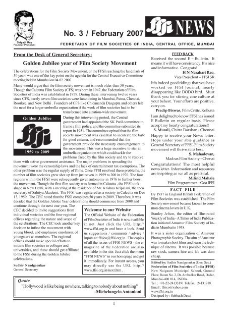 No. 3 / February 2007 - federation of film societies of india