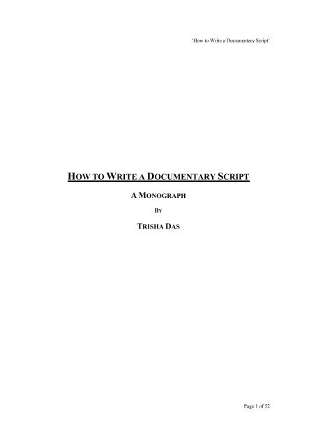 How To Write A Documentary Script Unesco