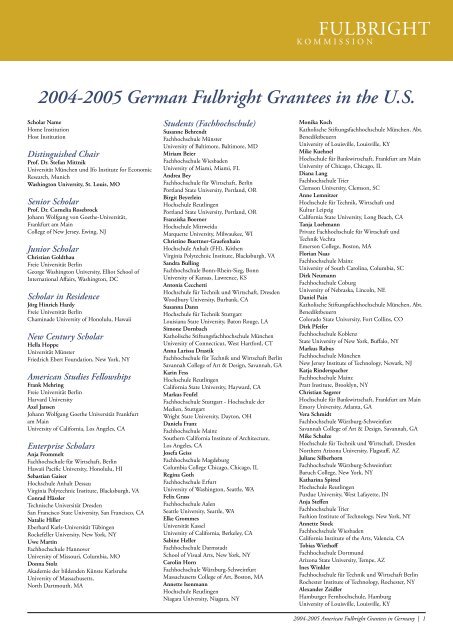 2004-2005 German Fulbright Grantees in the US