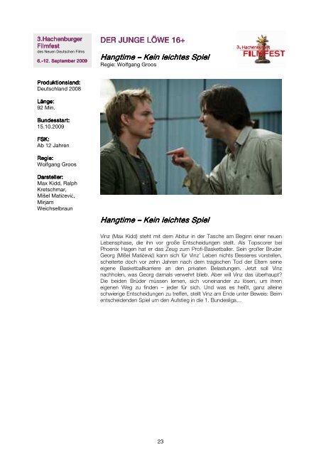 Presse-Mappe 2009 - Hachenburger Filmfest