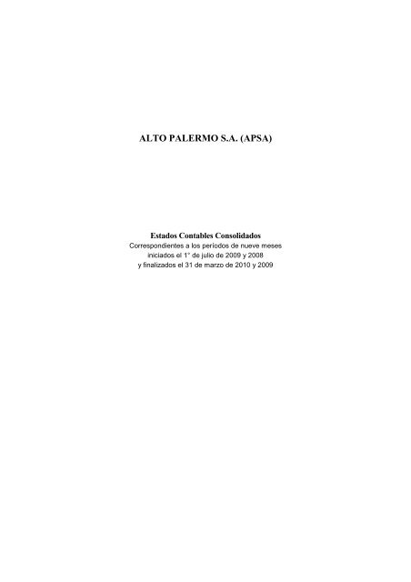 Estados Contables Consolidados - APSA