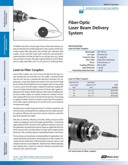 Fiber-Optic Laser Beam Delivery System - CVI Melles Griot