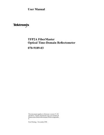 User Manual TFP2A FiberMaster Optical Time ... - Tequipment.net