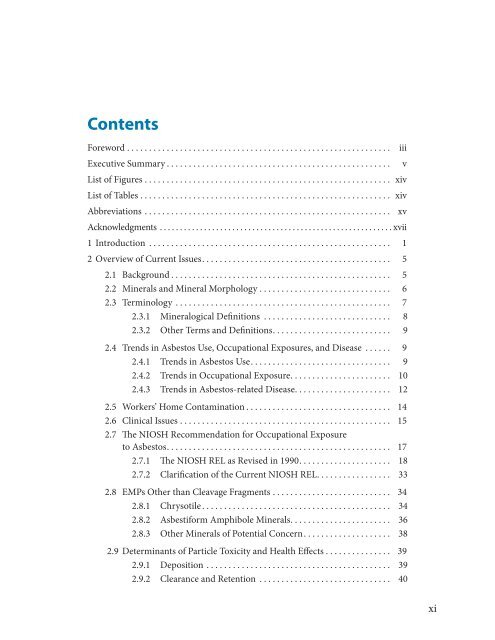 Asbestos Fibers and Other Elongate Mineral Particles: State of the ...