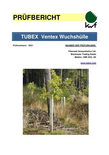 PRÜFBERICHT TUBEX Ventex Wuchshülle