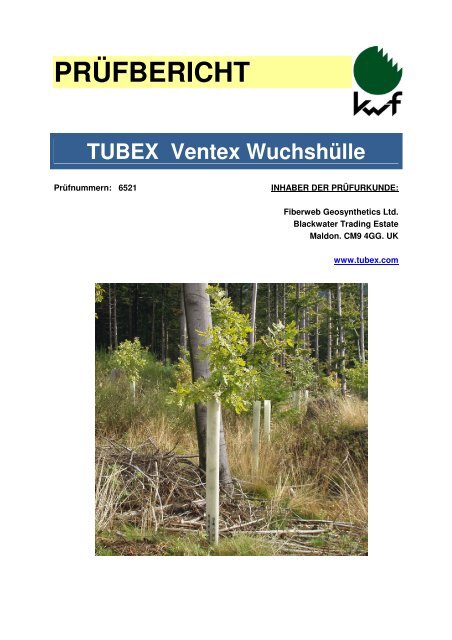 PRÜFBERICHT TUBEX Ventex Wuchshülle