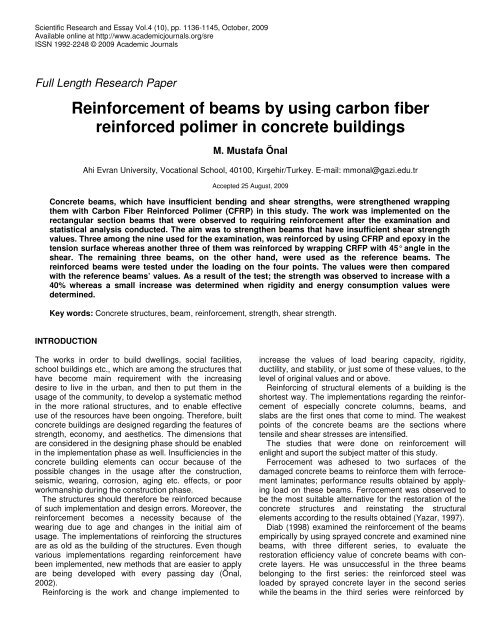 Reinforcement of beams by using carbon fiber reinforced polimer in ...