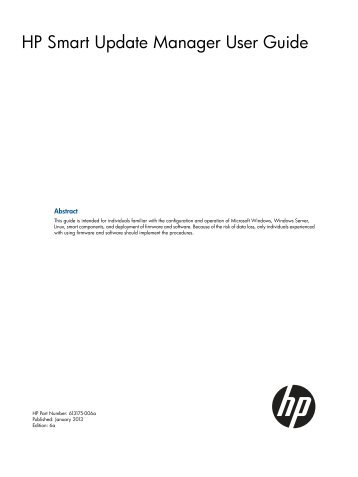 HP Smart Update Manager User Guide - HP Business Support Center