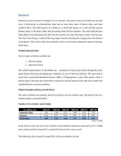 Domestic technical textiles Industry Segment-wise consumption of ...