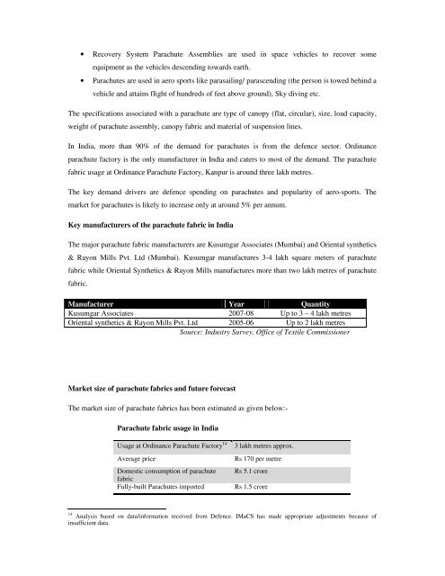 Domestic technical textiles Industry Segment-wise consumption of ...