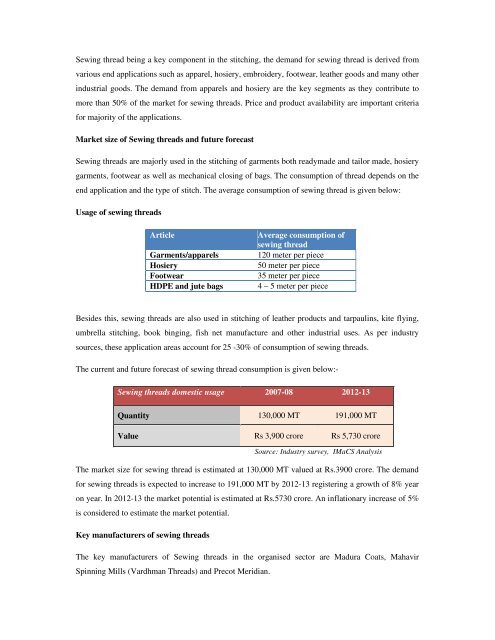 Domestic technical textiles Industry Segment-wise consumption of ...