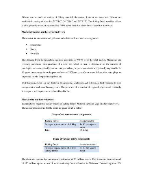 Domestic technical textiles Industry Segment-wise consumption of ...