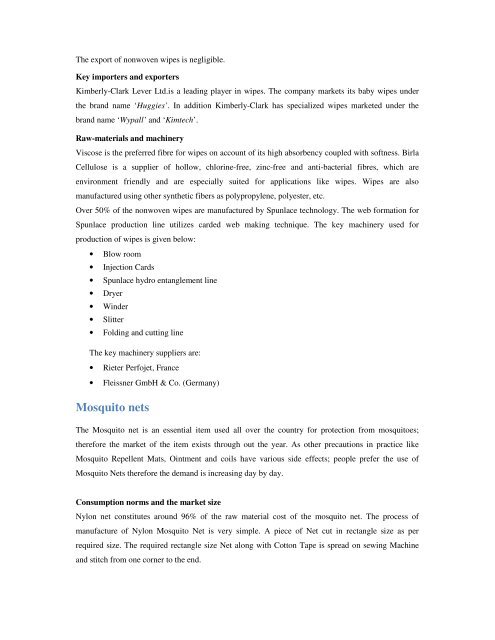 Domestic technical textiles Industry Segment-wise consumption of ...