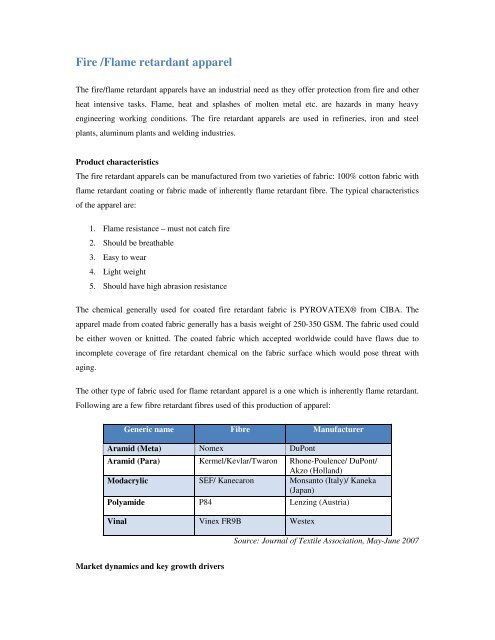 Domestic technical textiles Industry Segment-wise consumption of ...