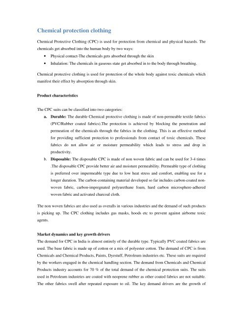 Domestic technical textiles Industry Segment-wise consumption of ...