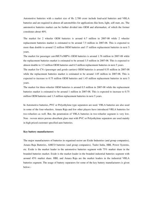 Domestic technical textiles Industry Segment-wise consumption of ...