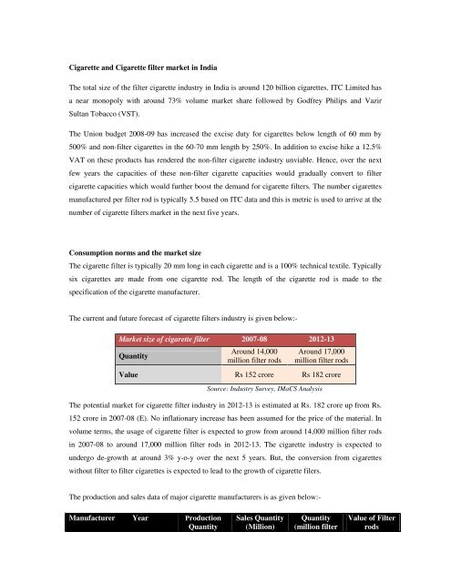 Domestic technical textiles Industry Segment-wise consumption of ...