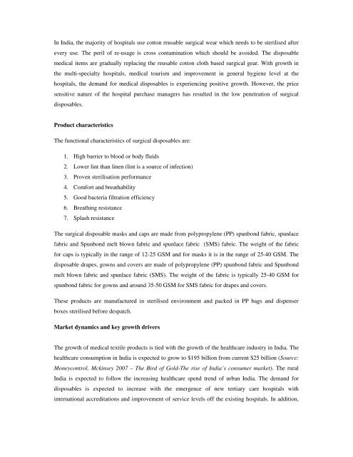 Domestic technical textiles Industry Segment-wise consumption of ...