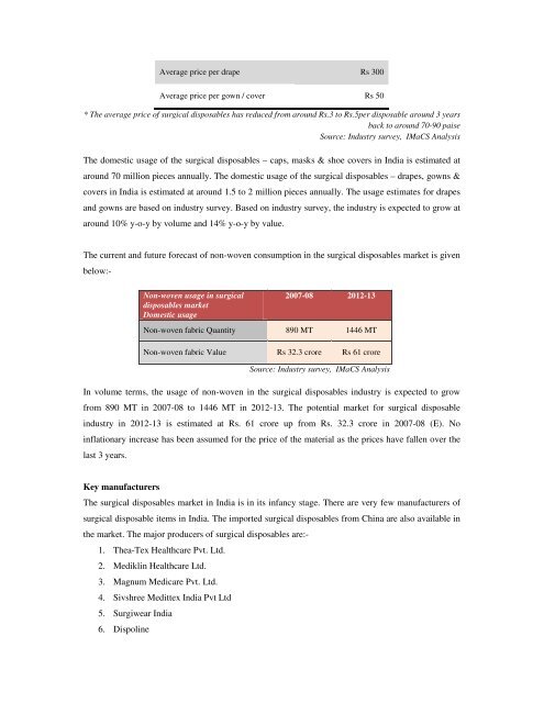 Domestic technical textiles Industry Segment-wise consumption of ...