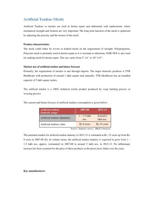 Domestic technical textiles Industry Segment-wise consumption of ...